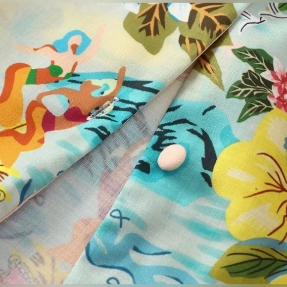 Cocomo Island Loose Fit Casual Shorts Set Single-Breasted Tropical Top - Picture 11 of 16